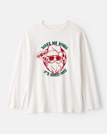 Boys Christmas Santa Graphic Tee - White, 