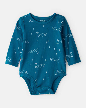 Baby Boy Woodland Long-Sleeve Graphic Bodysuit - Blue, 