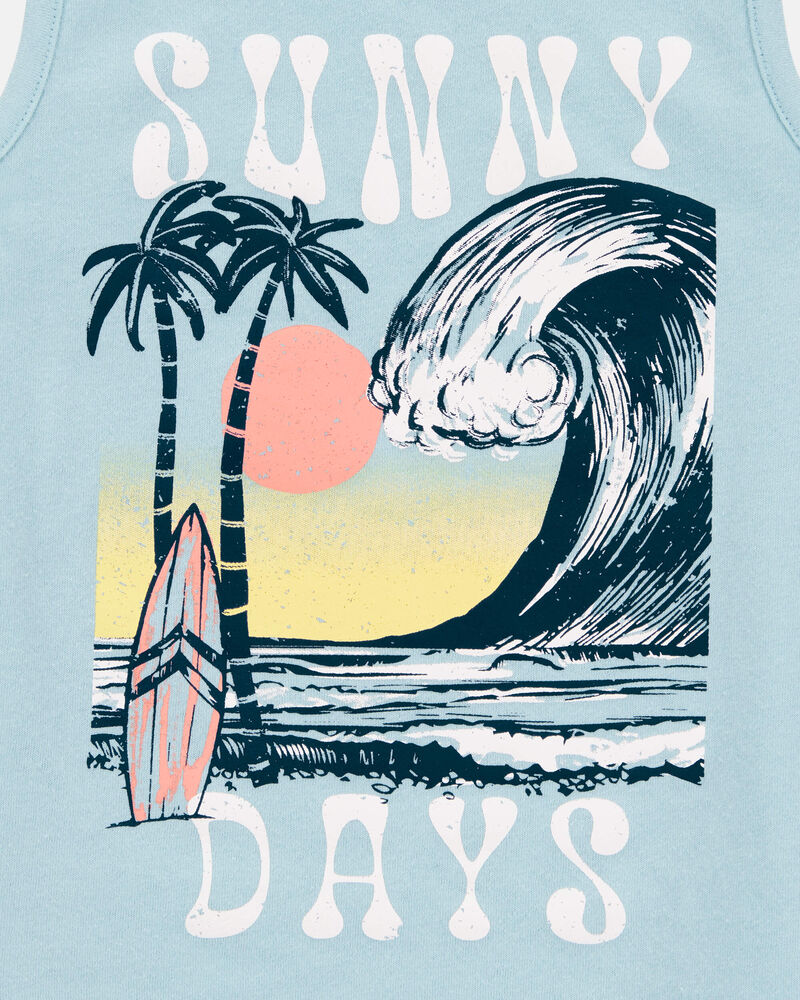Baby Boy Wave Graphic Tank - Blue, image 2 of 3 slides