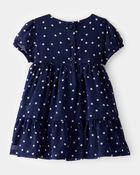 Baby Polka Dot Chiffon Crinkle Short-Sleeve Dress - Navy, image 2 of 5 slides