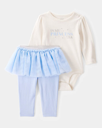 Baby Girl Princess Era Bodysuit & Tutu Pant Set - Blue/Ivory, 