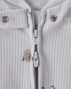 Baby Penguin Print Cotton Long-Sleeve Sleep & Play Pajamas - Grey, image 2 of 4 slides