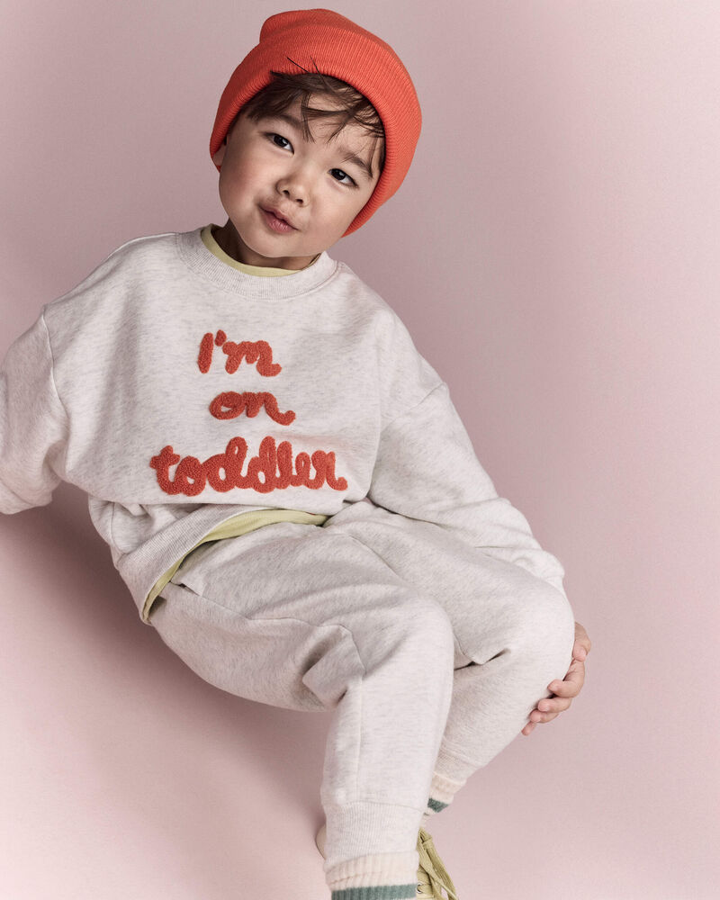 Toddler 'I'm On Toddler Time'  Dolman-Sleeve Sweatshirt - Heather Grey, image 4 of 6 slides