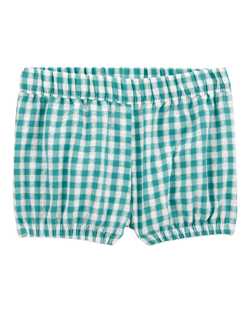 Baby Girl 3-Piece Gingham Outfit Set - Green/Grey, 