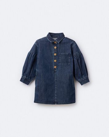 Toddler Girl Puff-Sleeve Denim Dress - Blue, 