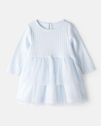 Baby Girl Tulle Long-Sleeve Dress - Blue, 