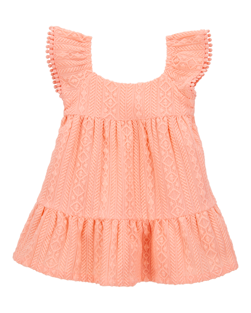 Baby Flutter Knit Textured Dress - Pink, image 1 of 6 slides