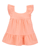 Baby Flutter Knit Textured Dress - Pink, image 1 of 6 slides