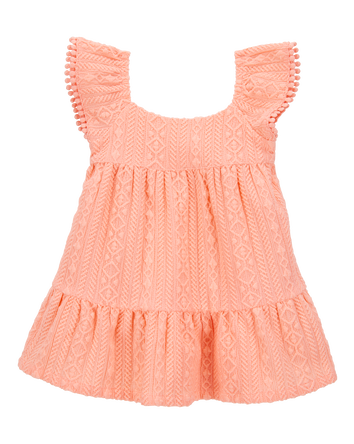 Baby Flutter Knit Textured Dress - Pink, 