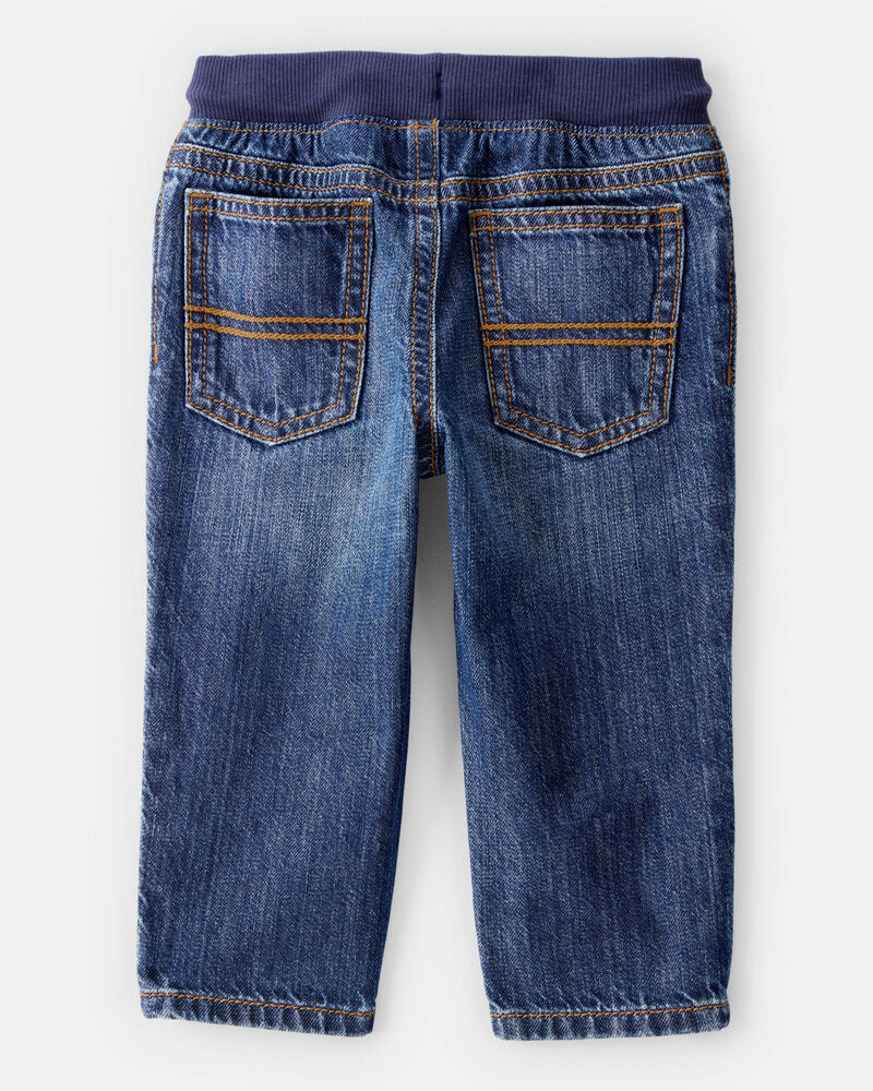 Baby Boy  Pull-On Straight Denim Pants - Medium Wash, image 2 of 4 slides