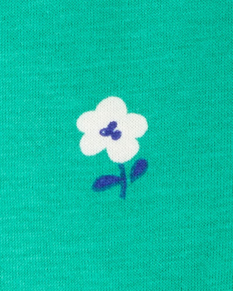 Baby Girl Floral Cotton Romper - Green, image 2 of 3 slides