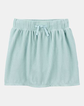 Kid Ribbed Textured Drawstring Skort -  Green, 