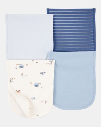 Baby 4-Pack Burp Cloths - Blue, 