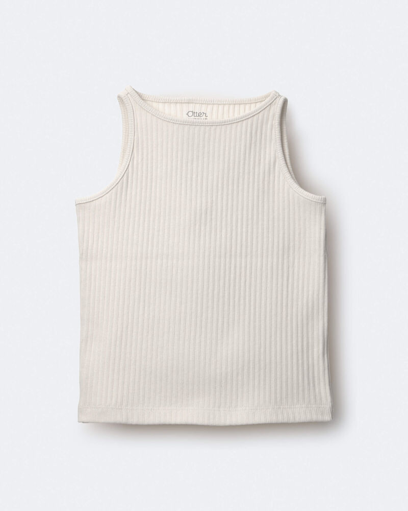 Toddler Girl Ribbed Playtime Tank Top - Cream, image 2 of 6 slides
