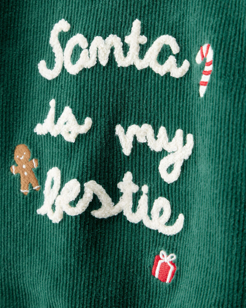 Baby 2-Piece Santa Is My Bestie Long-Sleeve Tee & Pant Set - Green, image 3 of 5 slides