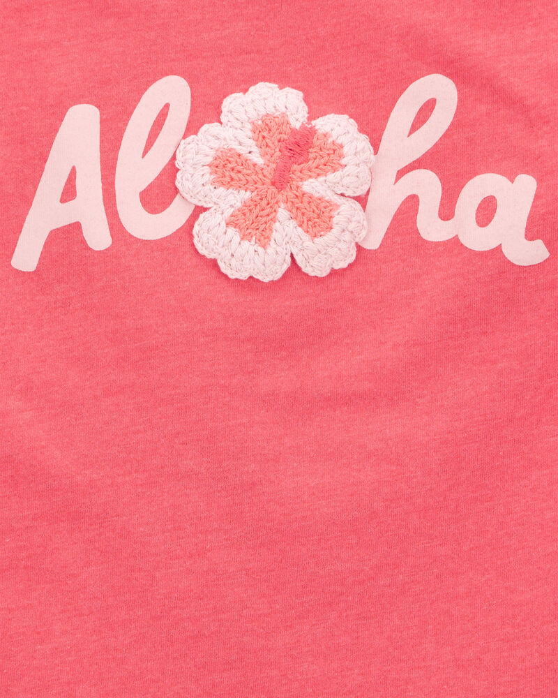 Baby 2-Piece Aloha Tee & Pom Pom Dolphin Shorts Set - Coral, image 3 of 6 slides