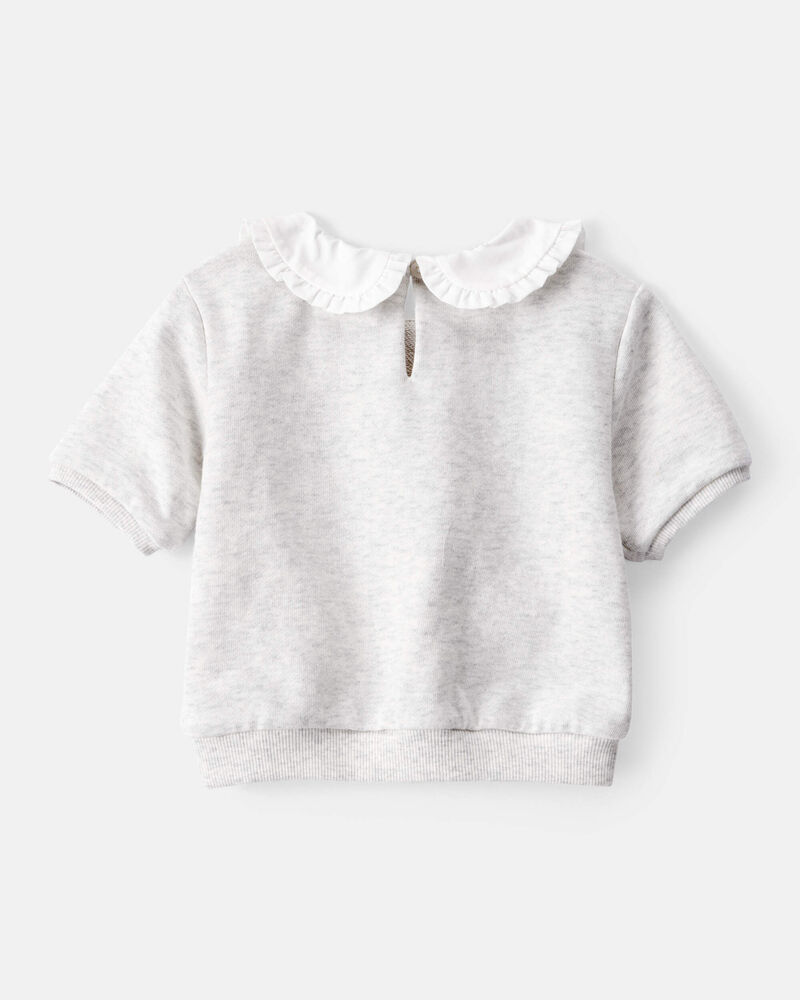 Baby Girl Cherry French Terry Short-Sleeve Graphic Tee - Grey, image 3 of 5 slides