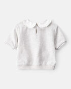 Baby Girl Cherry French Terry Short-Sleeve Graphic Tee - Grey, image 3 of 5 slides