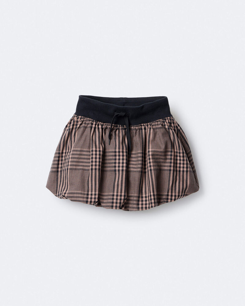 Toddler Girl Bubble Skirt in Plaid - Tan, image 2 of 6 slides