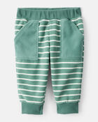 Baby Boy 3-Piece Construction Striped Print Hooded Zip-Up Jacket, Bodysuit & Pant Set - Green, image 2 of 5 slides