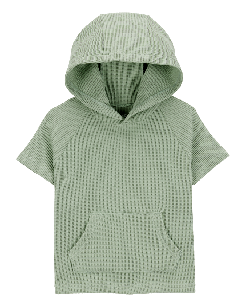 Baby 2-Piece Waffle Knit Hooded Pullover & Drawsting Shorts Set - Green, image 2 of 7 slides