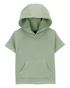 Baby 2-Piece Waffle Knit Hooded Pullover & Drawsting Shorts Set - Green, image 2 of 7 slides