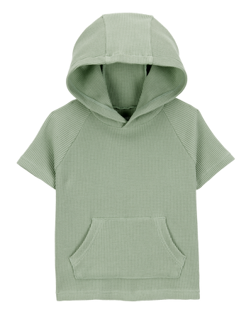 Baby Waffle Knit Hooded Pullover - Green, 