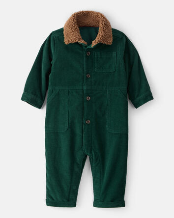 Baby Boy Corduroy Long-Sleeve Jumpsuit - Green, 