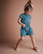 Toddler Girl Ric-Rac Swing Romper with Pockets - Blue, image 1 of 5 slides