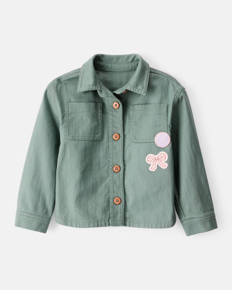 Toddler Girl Patchwork Cotton Long-Sleeve Utility Fashion Jacket - Green, image 1 of 4 slides