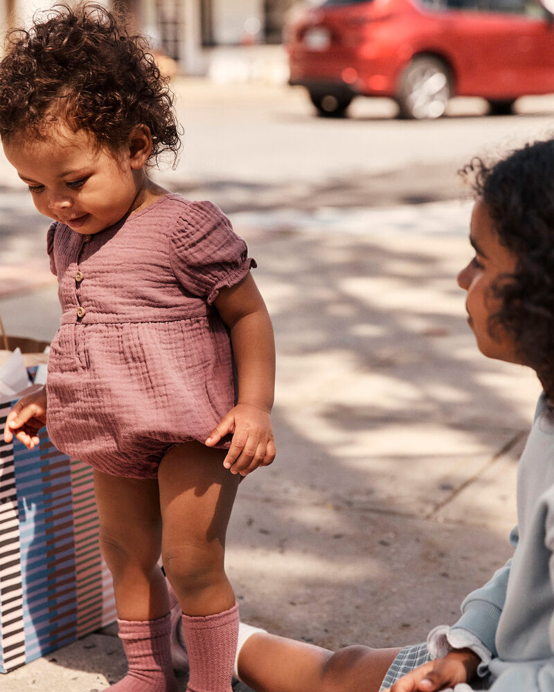 Baby Girl 3-Piece Acorn Print Short-Sleeve Dress Set - Pink, image 5 of 6 slides
