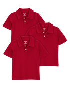 Toddler 3-Pack Pique Uniform Polo Shirts - Red, image 1 of 3 slides