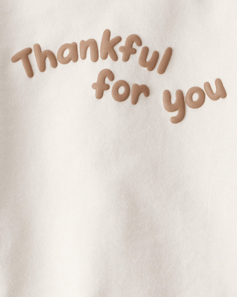 Baby 2-Piece Acorn Thanksgiving Print Cotton Long-Sleeve Tee & Pant Set - White, image 4 of 6 slides