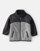 Baby Boy Long-Sleeve Zip-Up Jacket - Grey/Black, image 1 of 3 slides
