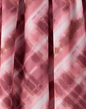 Girls Mesh Plaid Skirt - Pink, 