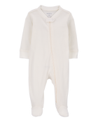 Baby Zip-Up Ribbed Sleep & Play Pajamas - Ivory, image 1 of 4 slides
