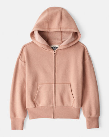 Girls DayDream Fleece Long-Sleeve Hooded Zip-Up Jacket - Brown, 