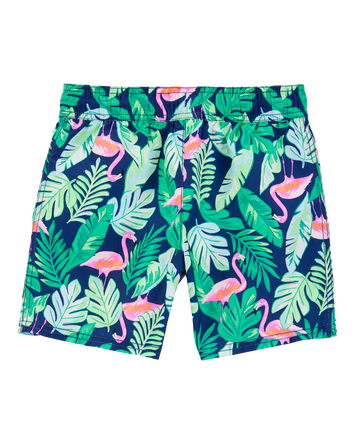 Boys Tropical Print Swim Trunks, 