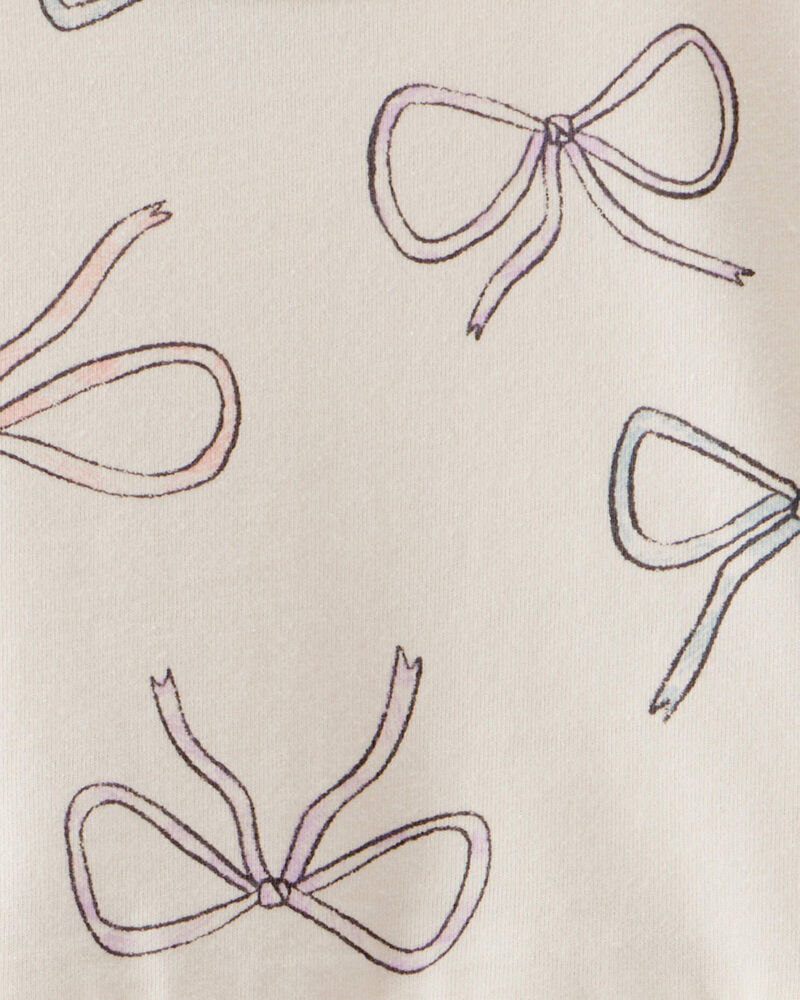 Toddler Girl Bow Print Short-Sleeve Knit Dress - Ivory, image 3 of 4 slides