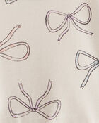 Toddler Girl Bow Print Short-Sleeve Knit Dress - Ivory, image 3 of 4 slides