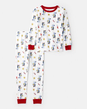 Kid Bluey&trade; 100% Cotton Long-Sleeve Snug Fit 2-Piece Pajamas - White, 