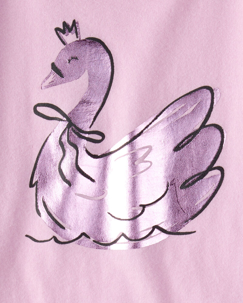 Toddler Girl Metallic Swan Long-Sleeve Graphic Tee - Pink, image 2 of 3 slides