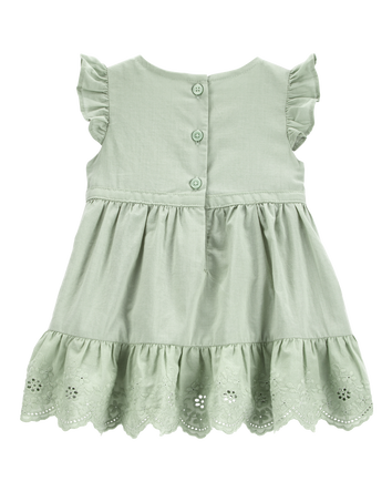 Baby Textured Eyelet Dress- Green, 