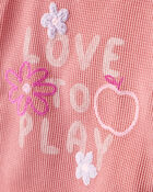 Baby Girl 2-Piece Love to Play Graphic Tee & Cargo Joggers Set - Ivory/Pink, image 3 of 8 slides
