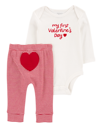 Baby 2-Piece My First Valentine's Day Bodysuit Pant Set, 