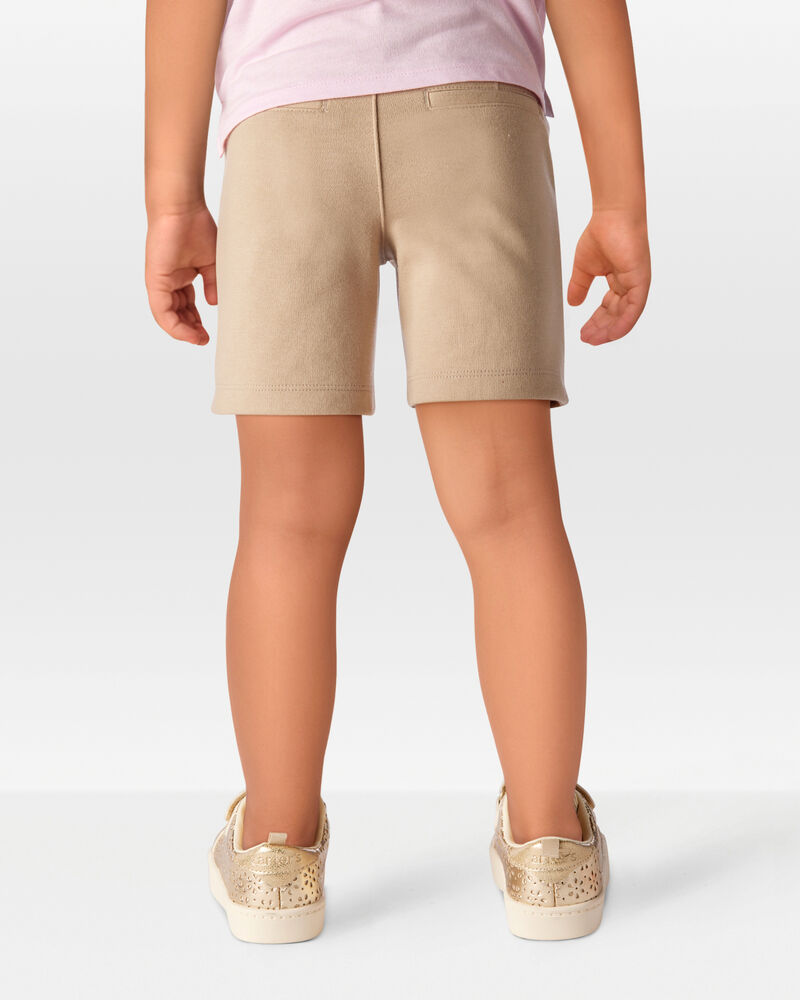 Toddler 3-Pack Ponte Knit Uniform Shorts - Khaki, image 6 of 6 slides
