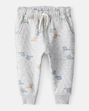 Baby Boy 2-Piece Helicopter Quilted Hoodie & Pant Set - Grey, 