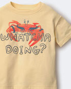Toddler 'Whatcha Doing?' Relaxed Graphic Tee in Crab Print - Yellow, image 4 of 4 slides