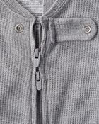 Baby Boy PurelySoft Long-Sleeve 2-Way Zip 1-Piece Pajamas - Grey, image 2 of 6 slides