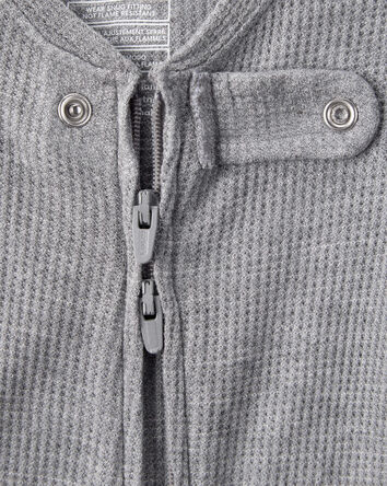 Baby Boy PurelySoft Long-Sleeve 2-Way Zip 1-Piece Pajamas - Grey, 